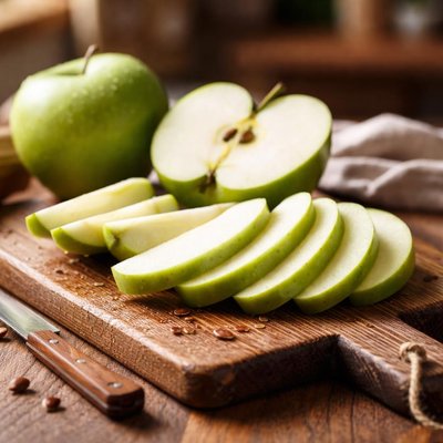 Sliced green apples