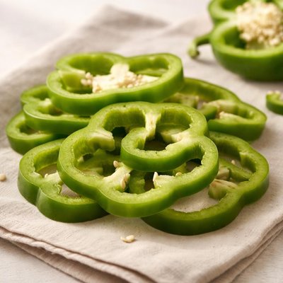 Sliced green bell peppers