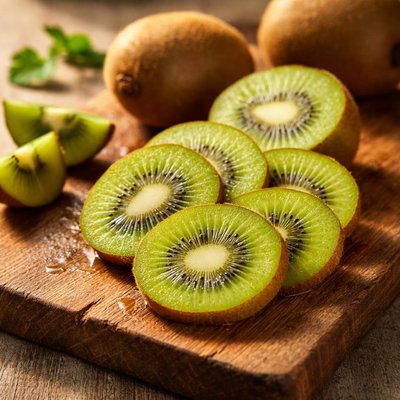 Sliced green kiwi