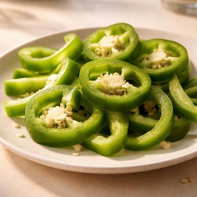 Sliced green peppers