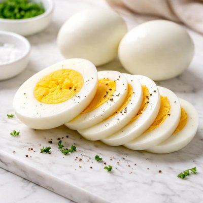Sliced hard-boiled egg