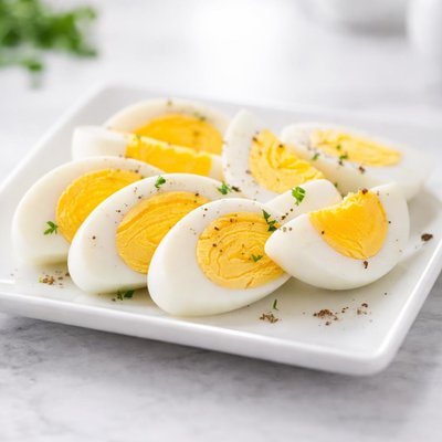 Sliced hard-boiled eggs