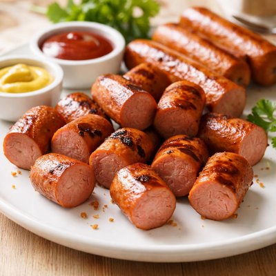 Sliced hot dogs