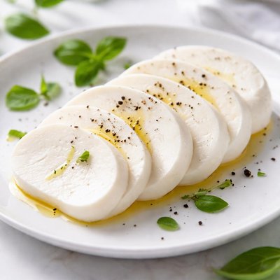 Sliced mozzarella cheese
