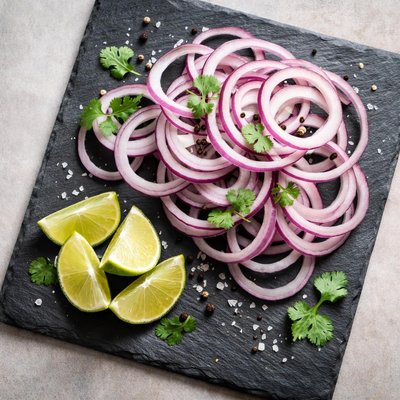 薄切洋葱和酸橙