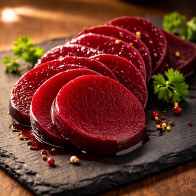 切片的腌制甜菜根