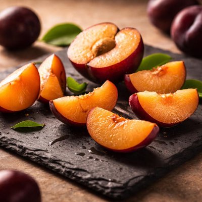 Sliced plums