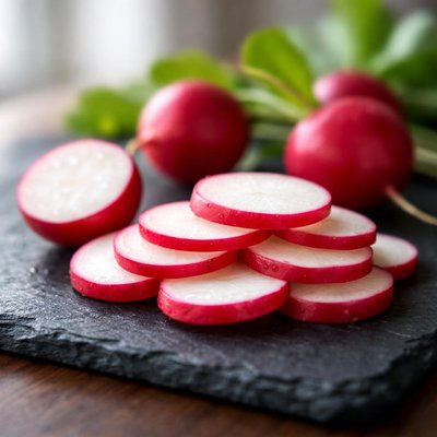 Sliced radishes