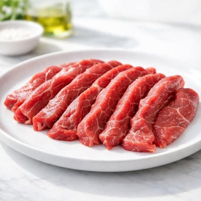 Sliced raw beef