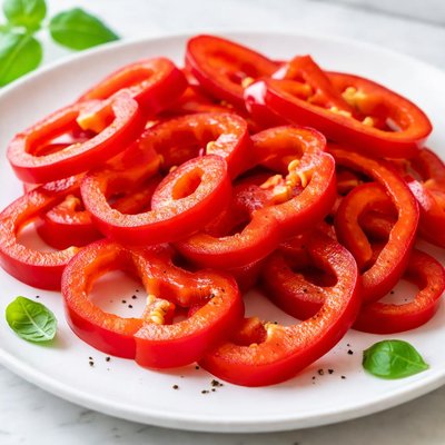 Sliced red bell peppers