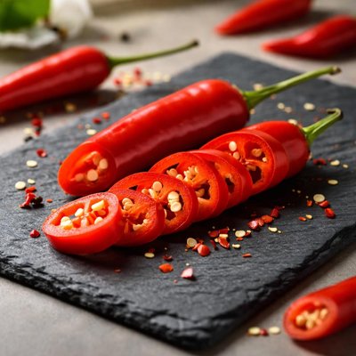 Sliced red chili peppers