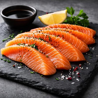 Sliced salmon