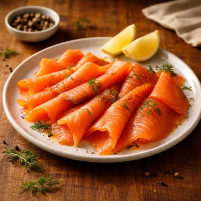 Sliced smoked salmon