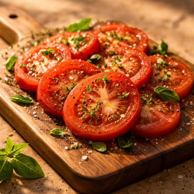 Sliced tomatoes with herbs