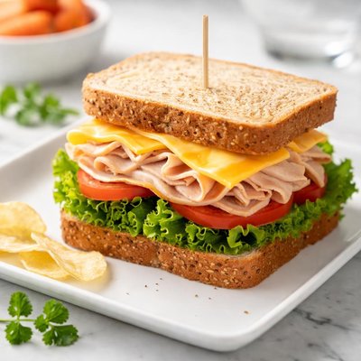 火鸡片午餐肉柯比杰克奶酪小麦面包三明治