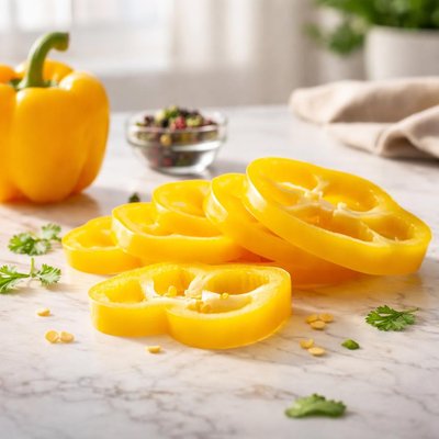 Sliced yellow bell peppers