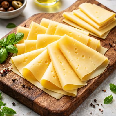 Sliced yellow cheese