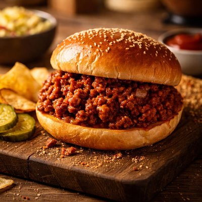 Sloppy joe meat with bun