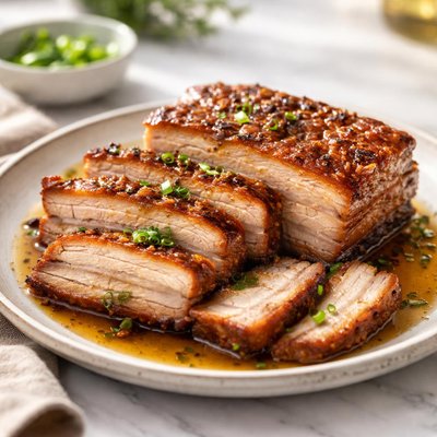 Slow cooked pork belly
