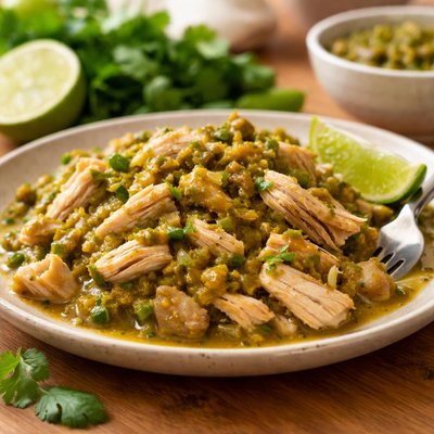 Slow cooker chicken with green chili salsa