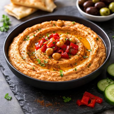 Slow roasted pepper hummus
