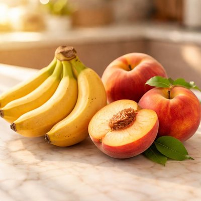 Small banana and peach