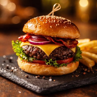 Small beef and cheese burger