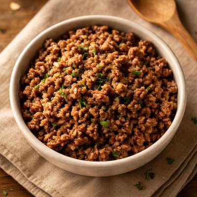 Small bowl cooked mince meat