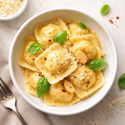 Small bowl of ravioli