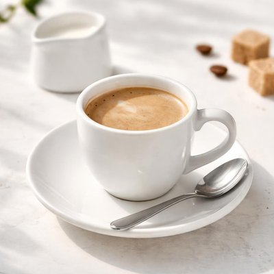 Small cup of coffee with milk
