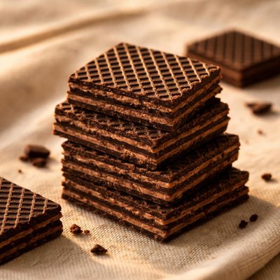 Small dark chocolate wafer