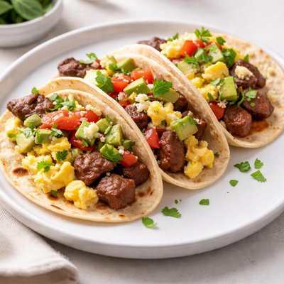 Small egg and steak taco