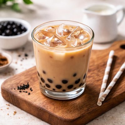 Petit verre de thé au lait