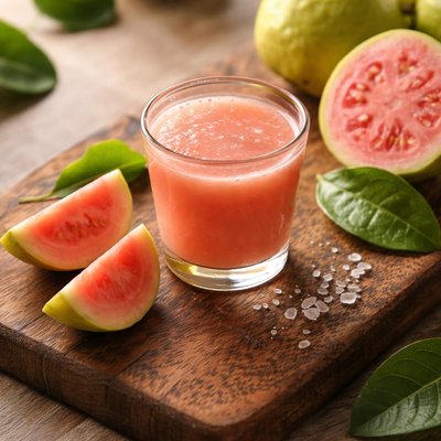 Pequeño vaso de jugo de guayaba