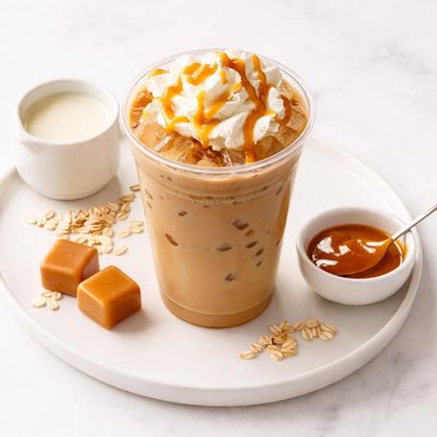 Small iced caramel late woth oat milk dunkin