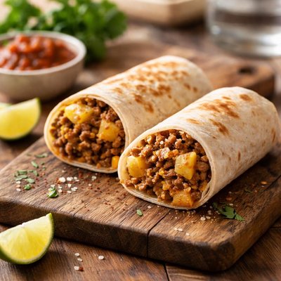 Small meat and potato burrito