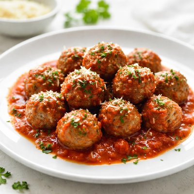 Small meatball in marinara sauce