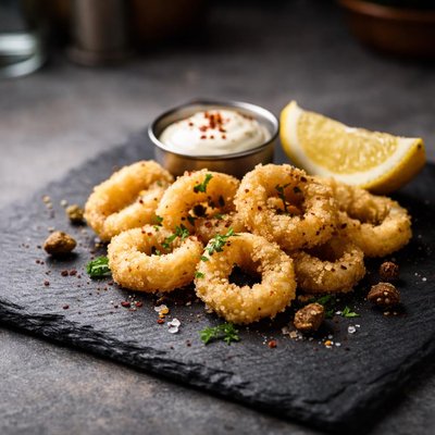 薯条和鱿鱼圈小份