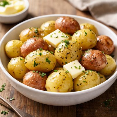 Small potatoes with butter