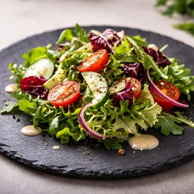 Small salad with dressing