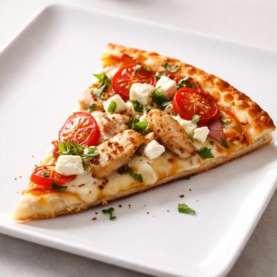 Small slice of chicken feta pizza