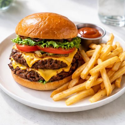 Burger e patatine fritte