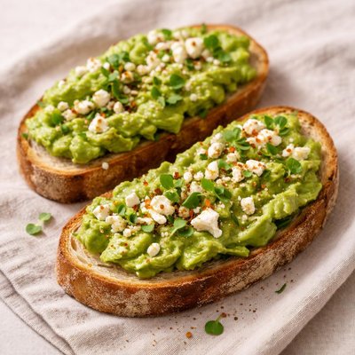 Smashed avocado on sourdoigh