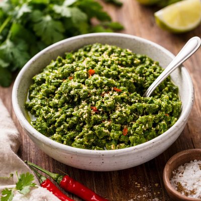 Smashed coriander leaves