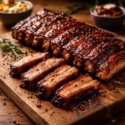 Smoked barbecue spare ribs