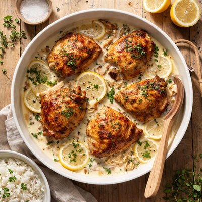Smoked chicken with lemon and cream