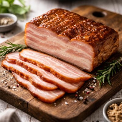 Tocino ahumado cocido formado