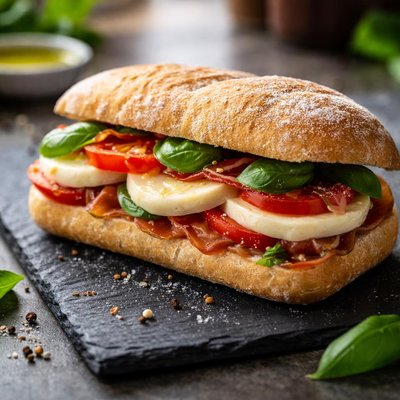 Smoked mozzarella sandwich
