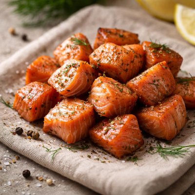 Trozos de salmón ahumado