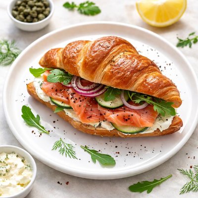 Smoked salmon croissant